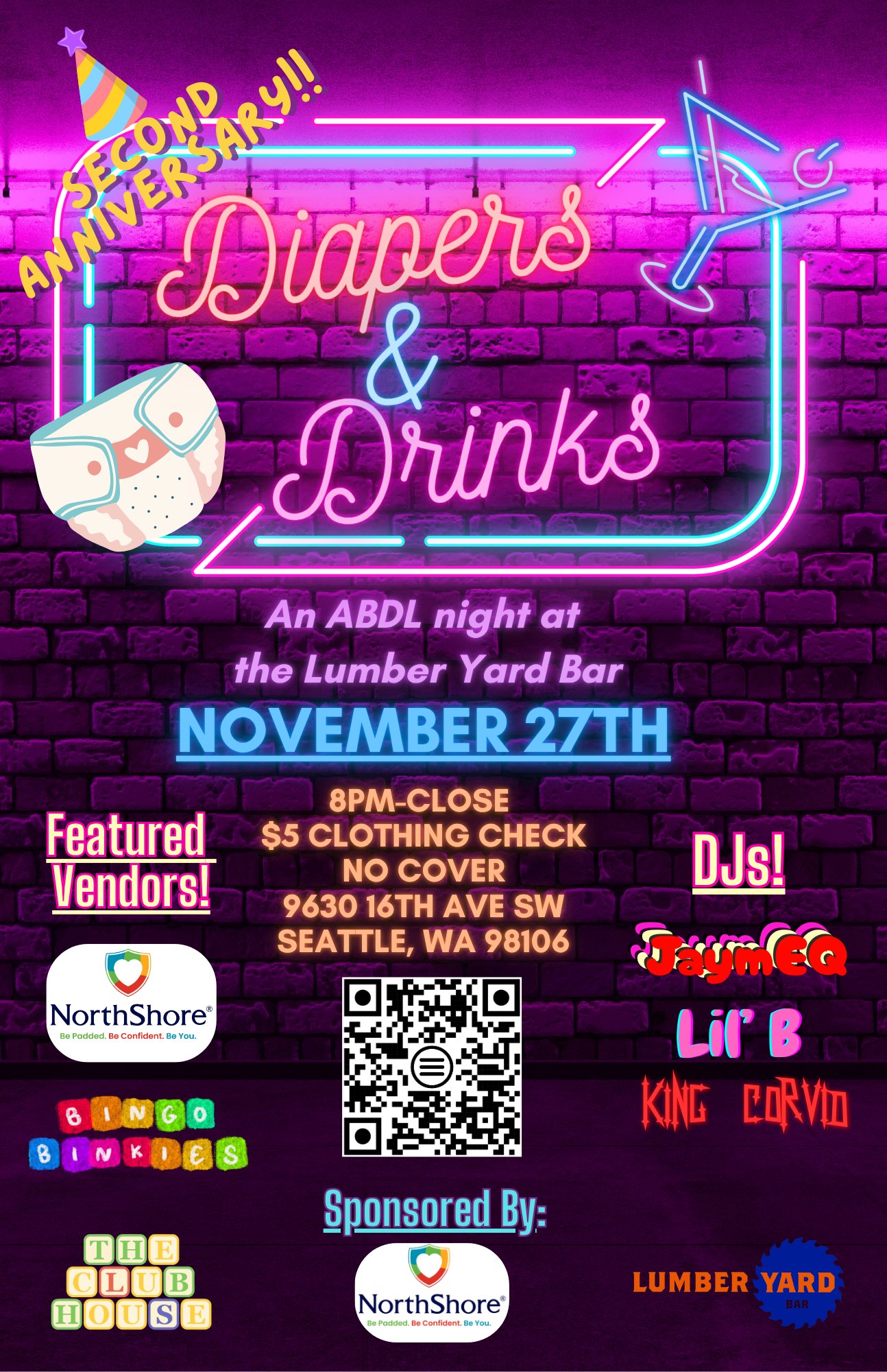 Diapers and Drinks, an ABDL night at the Lumber Yard Bar